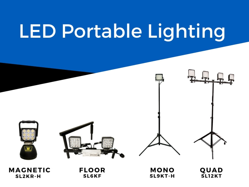 led portable lighting magnetic floor mono quad work led lighting